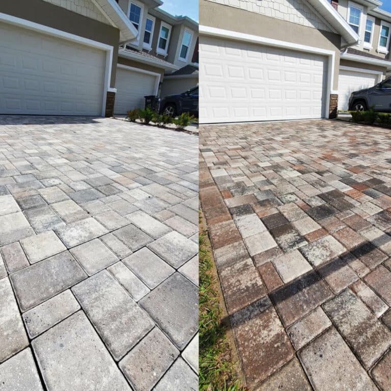 clean home driveway comparison after power washing service in rockledge fl